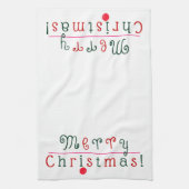 メリークリスマスつるとオーナメント、フェスティバルおもしろい キッチンタオル (縦)