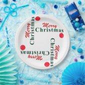 メリークリスマスつるのオーナメントクラシックレッドグリーン ペーパープレート (パーティー)