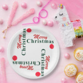 メリークリスマスつるのオーナメントクラシックレッドグリーン ペーパープレート (パーティー)