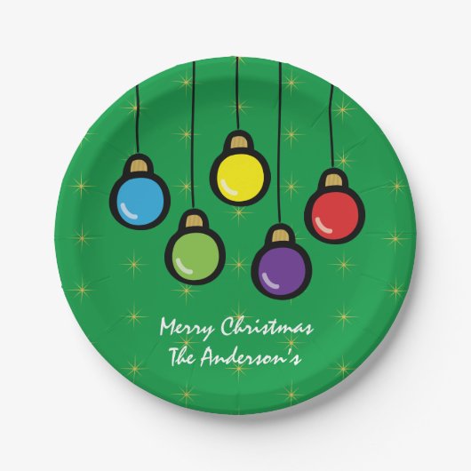 メリークリスマスつるのオーナメント金ゴールドスター ペーパープレート (正面)