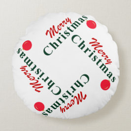 メリークリスマスつるオーナメントレッドエレガントグリーン ラウンドクッション