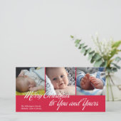 メリークリスマスとあなたの緑の3枚の写真 シーズンカード (スタンド正面)