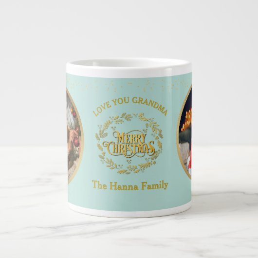メリークリスマスとおばあちゃんを愛して | 2枚 ジャンボコーヒーマグカップ (正面)