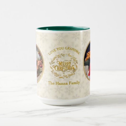 メリークリスマスとおばあちゃんを愛して | 2枚 マグカップ (中央)