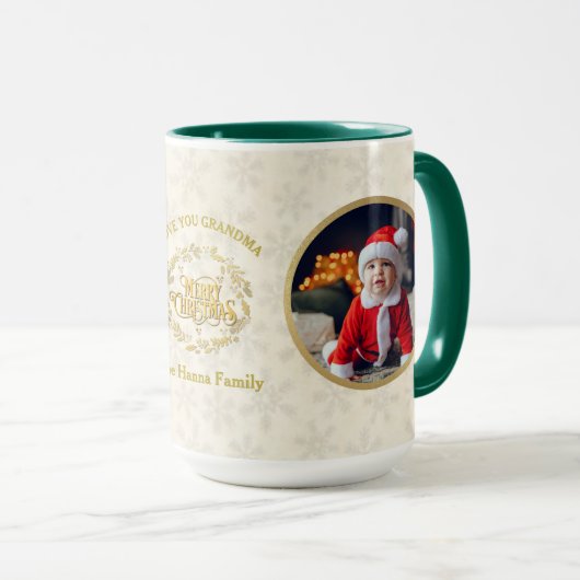 メリークリスマスとおばあちゃんを愛して | 2枚 マグカップ (正面右)