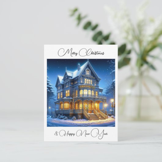 メリークリスマスとお正月パーソナライズされた ポストカード (スタンド正面)