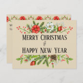 メリークリスマスとお正月パーソナライズされた ポストカード (正面/裏面)