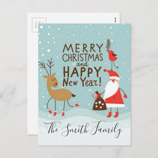 メリークリスマスとお正月 シーズンポストカード (正面/裏面)