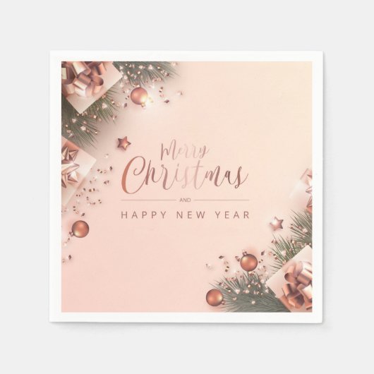 メリークリスマスとお正月 スタンダードカクテルナプキン (正面)