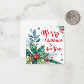 メリークリスマスとお正月 ノートカード (正面/裏面インサイチュ)