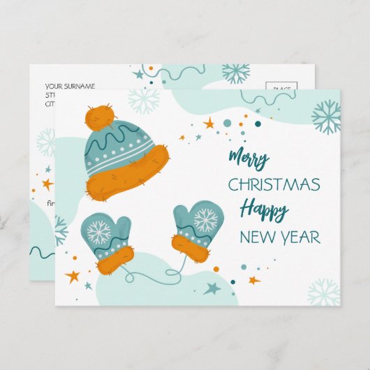 メリークリスマスとお正月 ポストカード (正面/裏面)