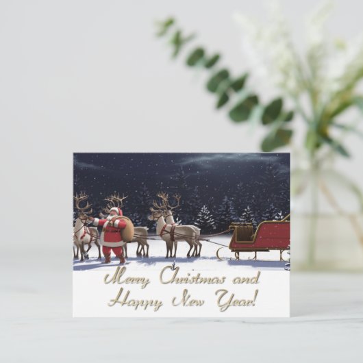 メリークリスマスとお正月 ポストカード (スタンド正面)