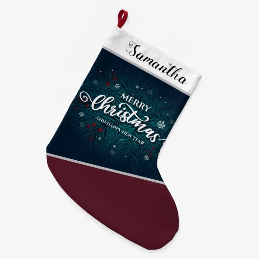 メリークリスマスとお正月 ラージクリスマスストッキング (正面 (吊り時))