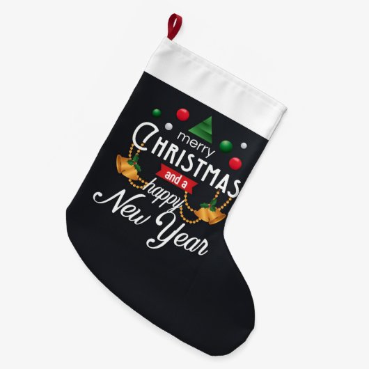 メリークリスマスとお正月 ラージクリスマスストッキング (正面 (吊り時))