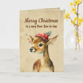 メリークリスマスとっても義理の鹿 カード (黄色い花)