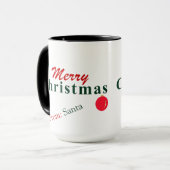 メリークリスマスとぶら下がったオーナメントクリスマス マグカップ (正面左)