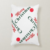 メリークリスマスとオーナメント、クラシック赤と緑 アクセントクッション (正面(垂直))