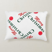 メリークリスマスとオーナメント、クラシック赤と緑 アクセントクッション (裏面)