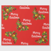 メリークリスマスとカラフルデコレーションギフトラップ ラッピングペーパー (フラット)