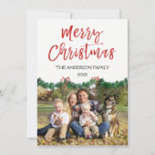 メリークリスマスとガーランドのスクリプトフォトカード シーズンカード (正面)