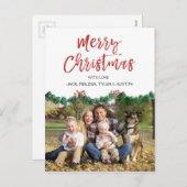 メリークリスマスとガーランドのスクリプトフォトカード シーズンポストカード (正面/裏面)