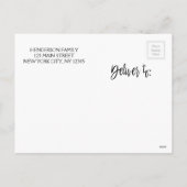 メリークリスマスとガーランドのスクリプトフォトカード シーズンポストカード (裏面)