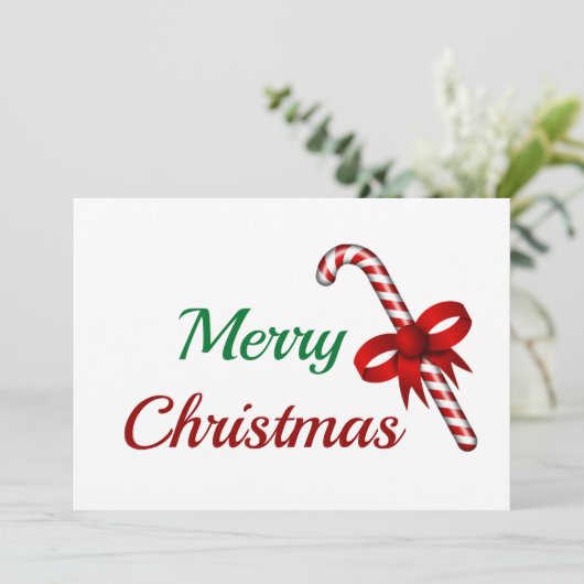 メリークリスマスとキャンディーケーンホリデーカード シーズンカード (スタンド正面)