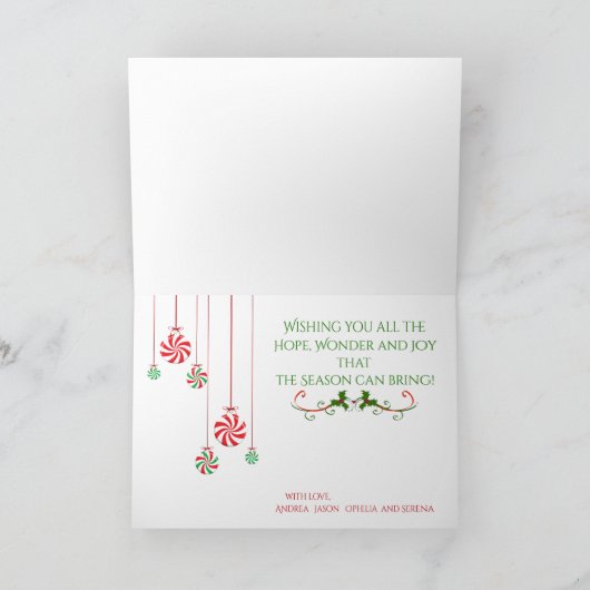 メリークリスマスとクリスマスキャンディ カード (内部)