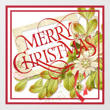 メリークリスマスとグリーン花模様