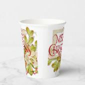 メリークリスマスとグリーン花模様 紙コップ (右)