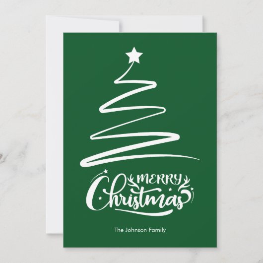 メリークリスマスとツリーグリーンクリスマスカード シーズンカード (正面)