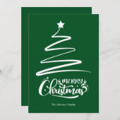メリークリスマスとツリーグリーンクリスマスカード シーズンカード (正面/裏面)