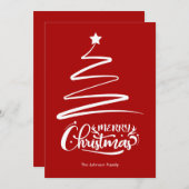 メリークリスマスとツリー赤クリスマスカード シーズンカード (正面/裏面)