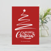 メリークリスマスとツリー赤クリスマスカード シーズンカード (スタンド正面)