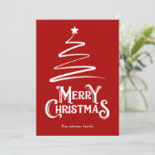 メリークリスマスとツリー赤クリスマスカード シーズンカード (スタンド正面)