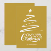 メリークリスマスとツリー黄金のクリスマスカード シーズンカード (正面/裏面)