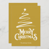メリークリスマスとツリー黄金のクリスマスカード シーズンカード (正面/裏面)