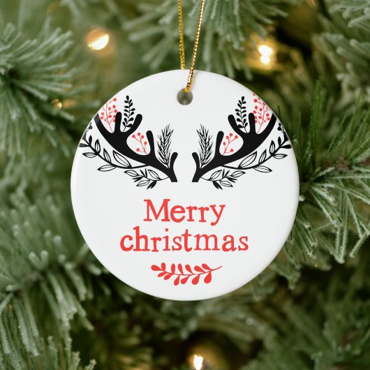 メリークリスマスとツリー&離れズ セラミックオーナメント