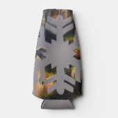 メリークリスマスとハッピーな新年のスノーフレーク・アート ボトルクーラー (正面)