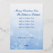 メリークリスマスとハッピーニアイヤーのクロスネイビーブルー 箔シーズンカード (裏面)