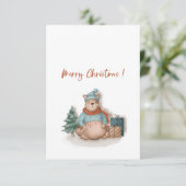 メリークリスマスとハッピーニューイヤーかわいいクマ サンキューカード (スタンド正面)