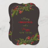 メリークリスマスとハッピーニューイヤーのカードメリーChr (正面/裏面)
