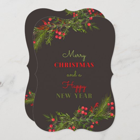 メリークリスマスとハッピーニューイヤーのカードメリーChr (正面/裏面)