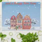 メリークリスマスとハッピーニューイヤーのキッチンタオル キッチンタオル (折り畳み)