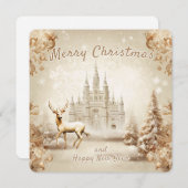 メリークリスマスとハッピーニューイヤーのグリーティングカード シーズンカード (正面/裏面)