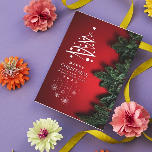 メリークリスマスとハッピーニューイヤーのグリーティングカード シーズンカード