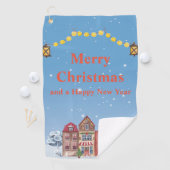 メリークリスマスとハッピーニューイヤーのゴルフタオル ゴルフタオル (インサイチュ)