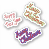 メリークリスマスとハッピーニューイヤーのシール シール (正面)