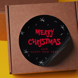 メリークリスマスとハッピーニューイヤーのシール ラウンドシール