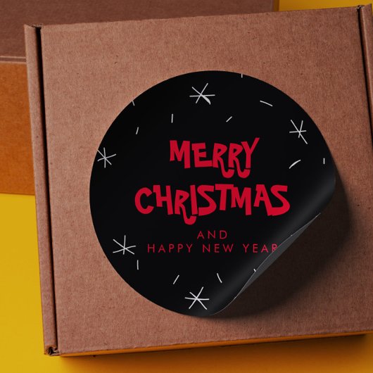 メリークリスマスとハッピーニューイヤーのシール ラウンドシール
